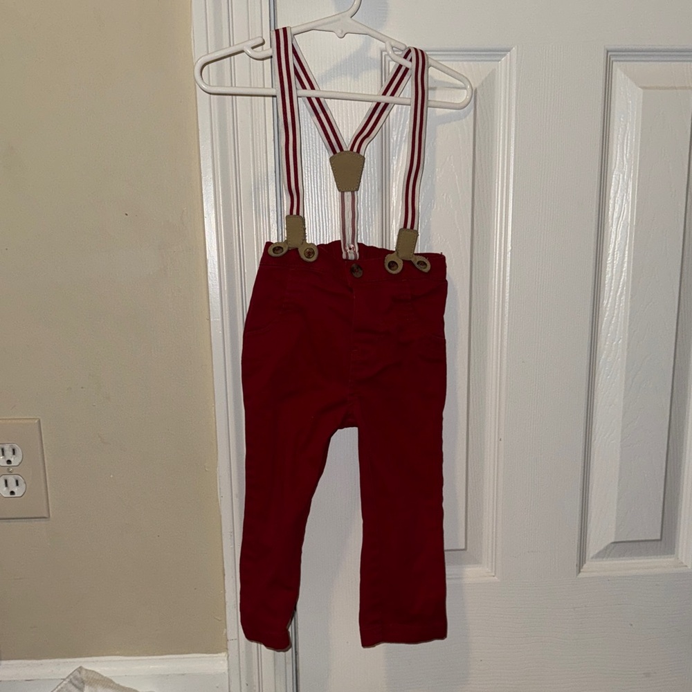 Cat & Jack Red Kids Formal Bottoms with Suspenders